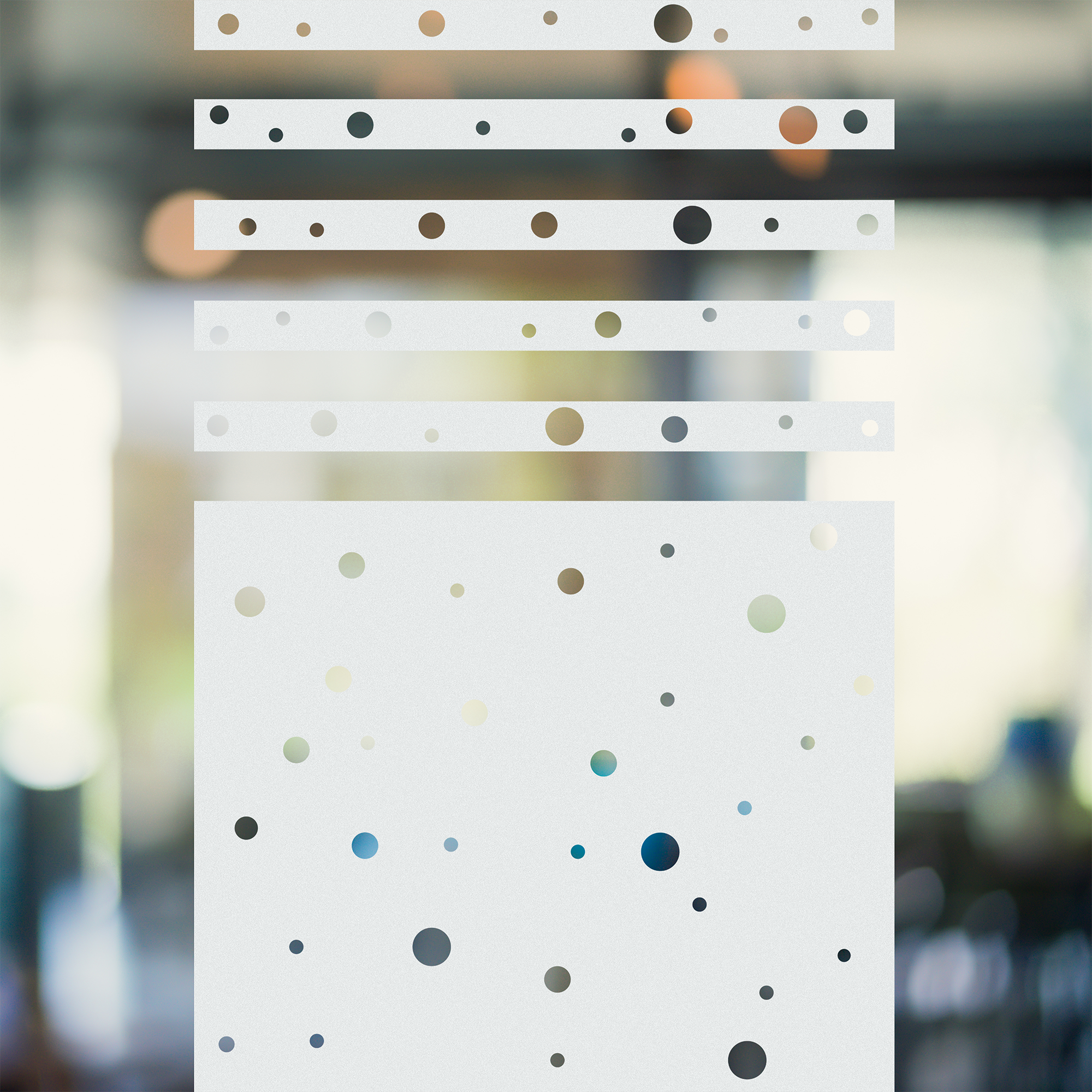 Fensterfolie mit Punkten und Streifen