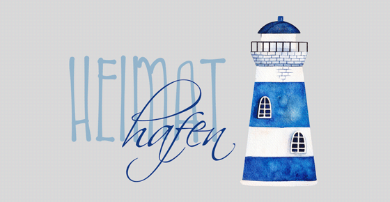 Fensterfolie Leuchtturm mit Spruch „Heimathafen“