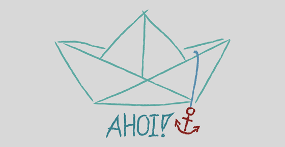 Fensterfolie Boot mit „Ahoj“