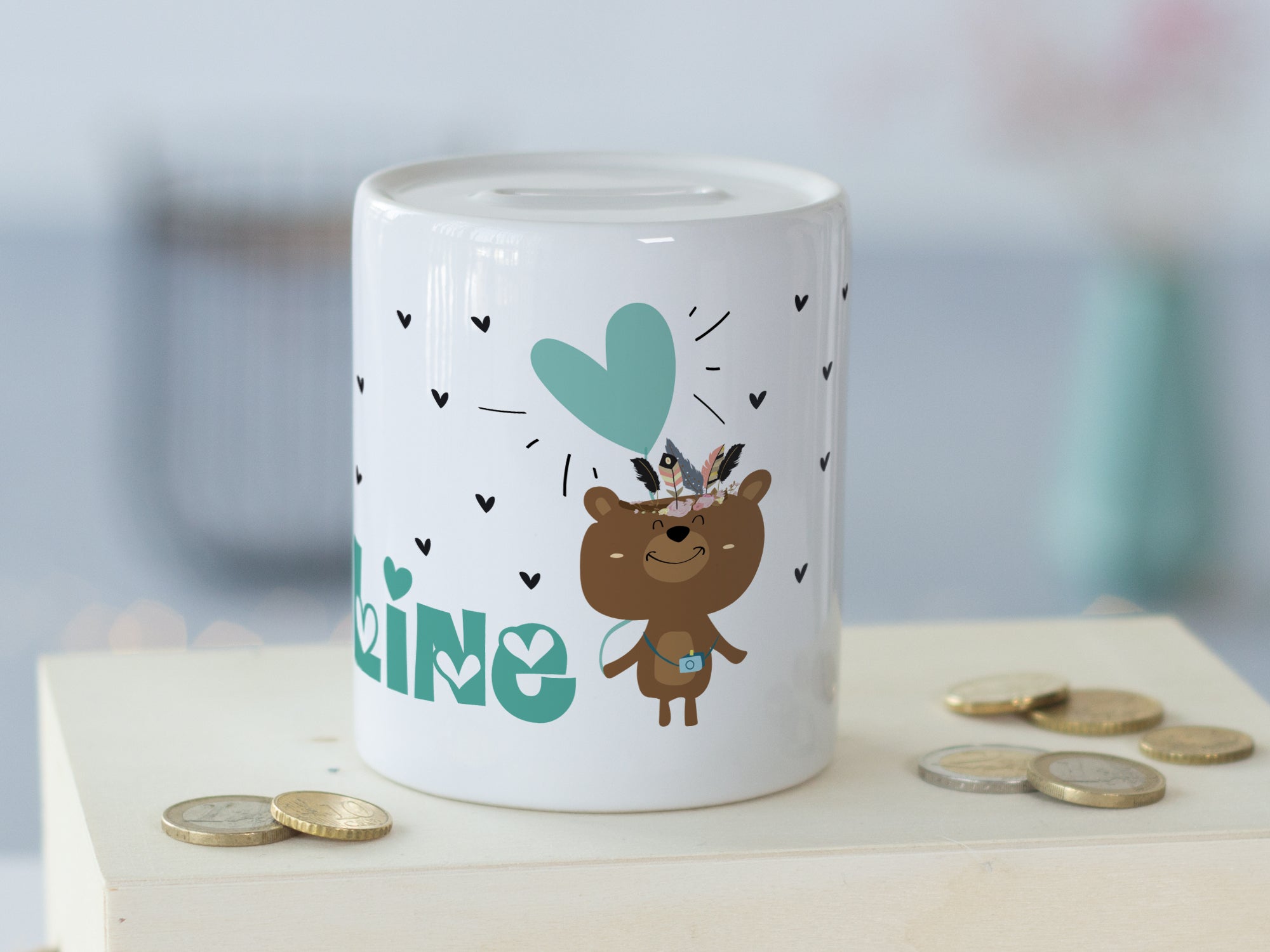 Spardose Bärchen mit Herz