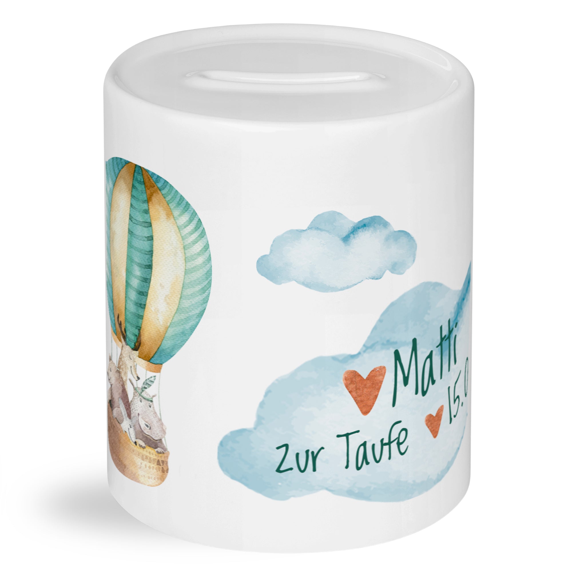 Spardose zur Taufe Heißluftballon