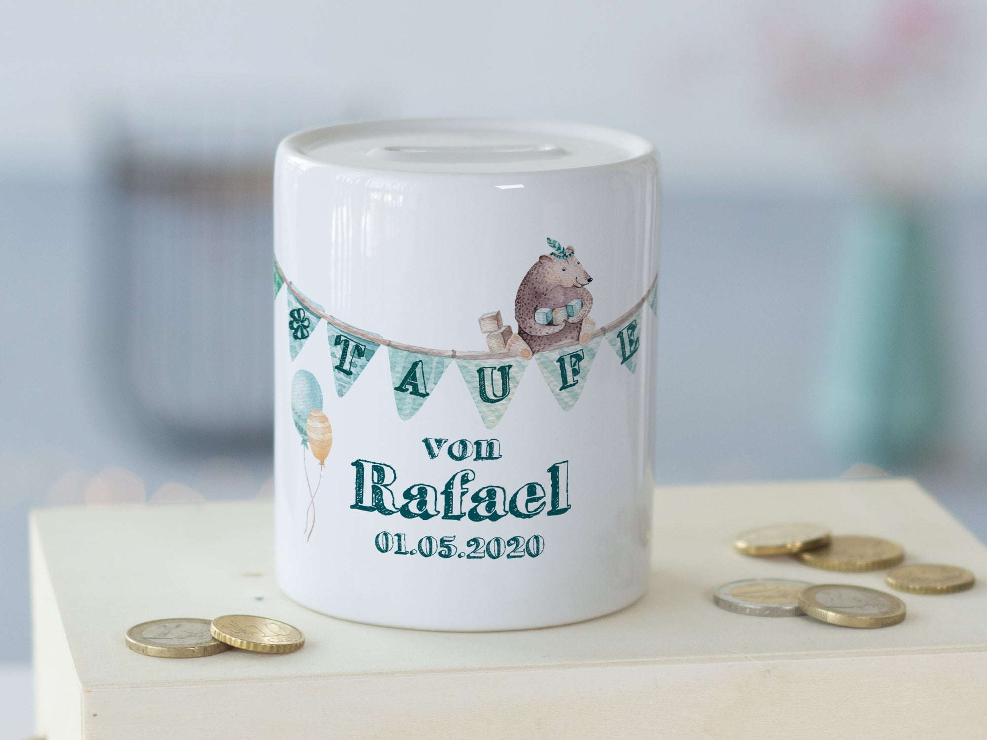 Spardose Bär zur Taufe