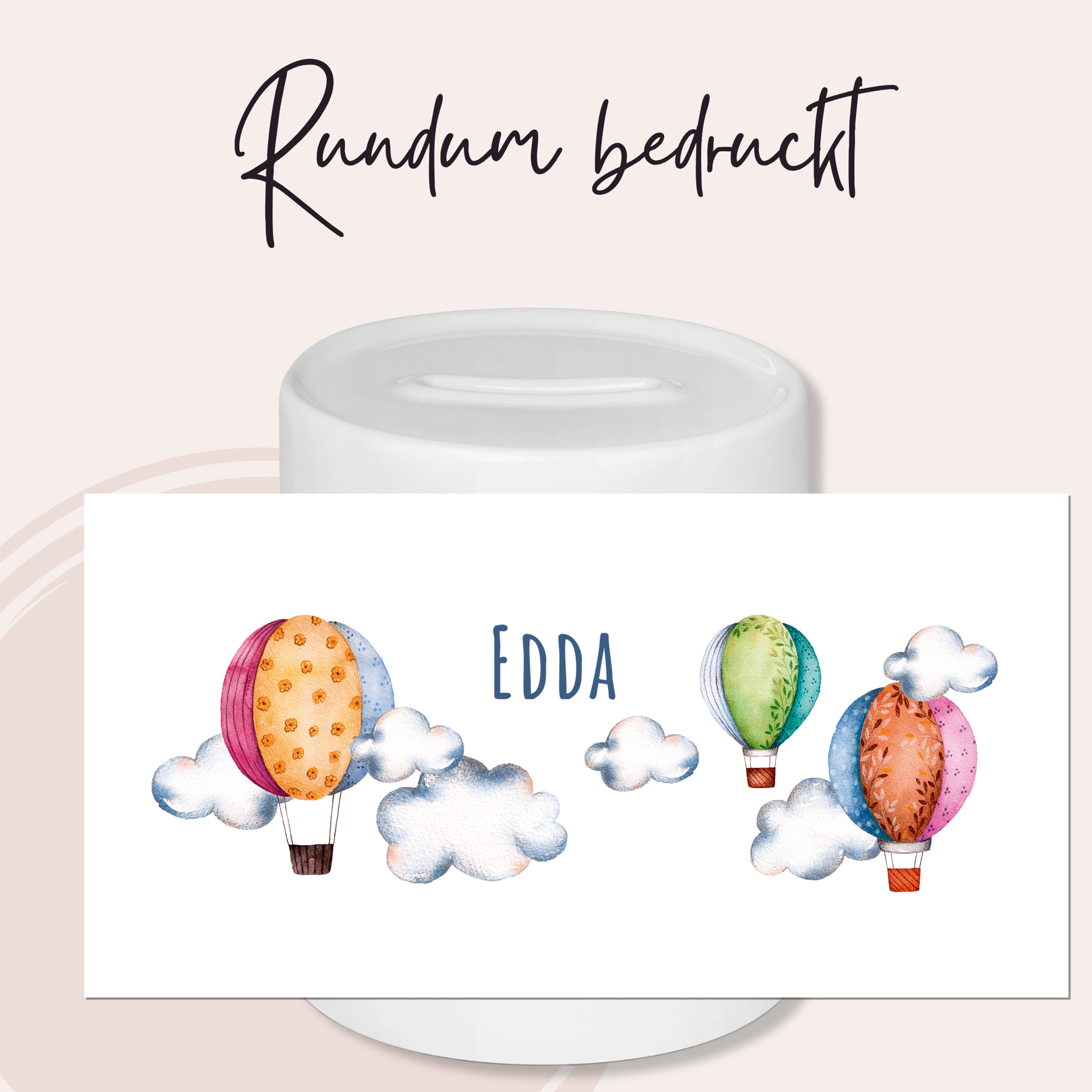 Spardose mit Luftballon-Motiv