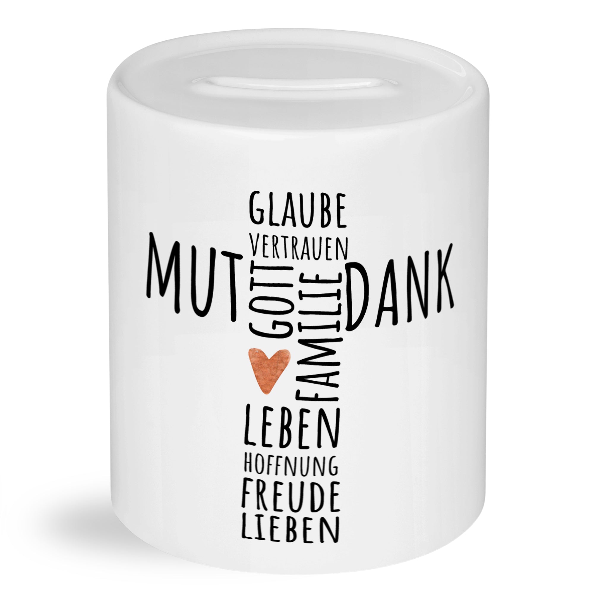Spardose mit Motiv 'Mut und Dank' - Für positive Gedanken