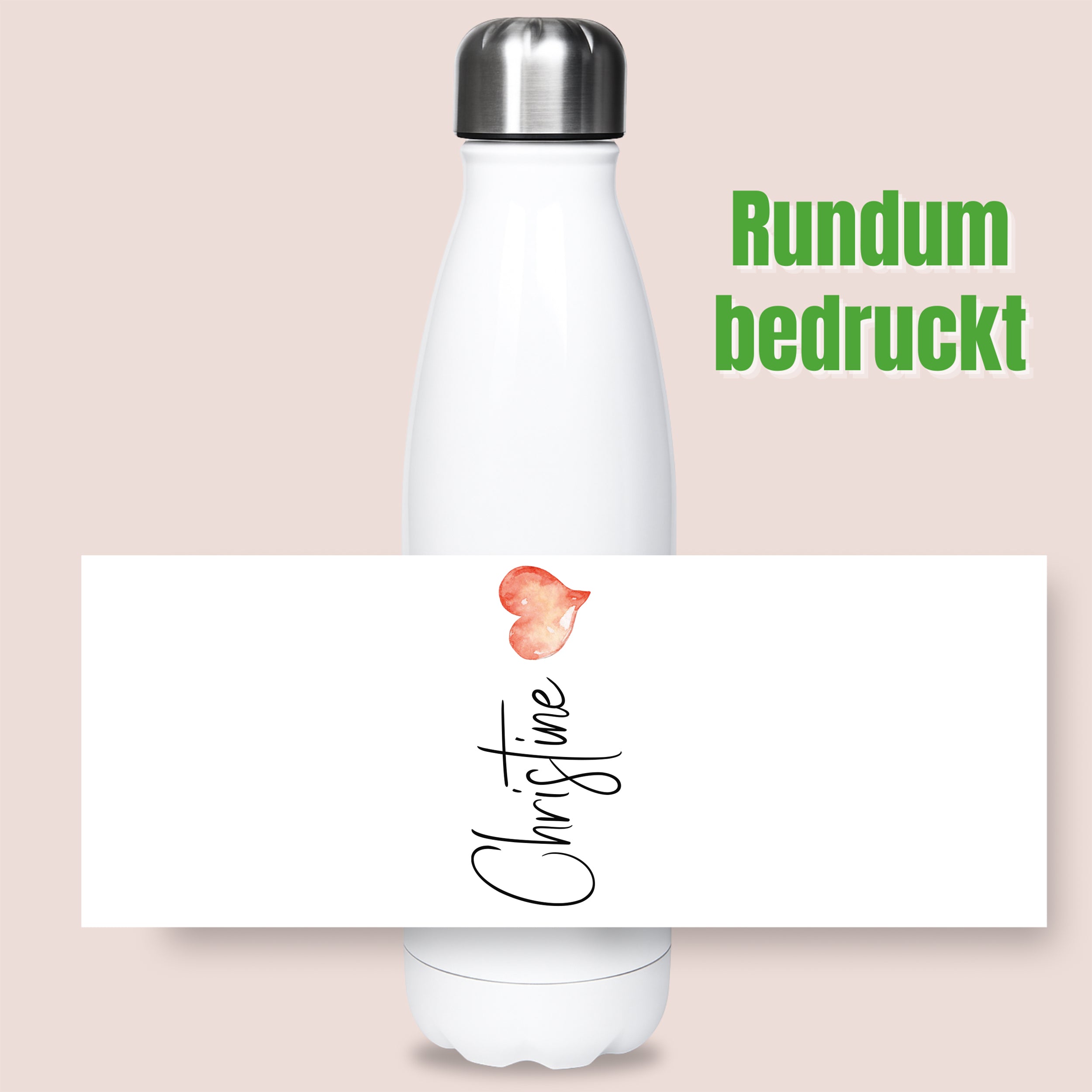 Thermoflasche mit individuellem Namen & Herz