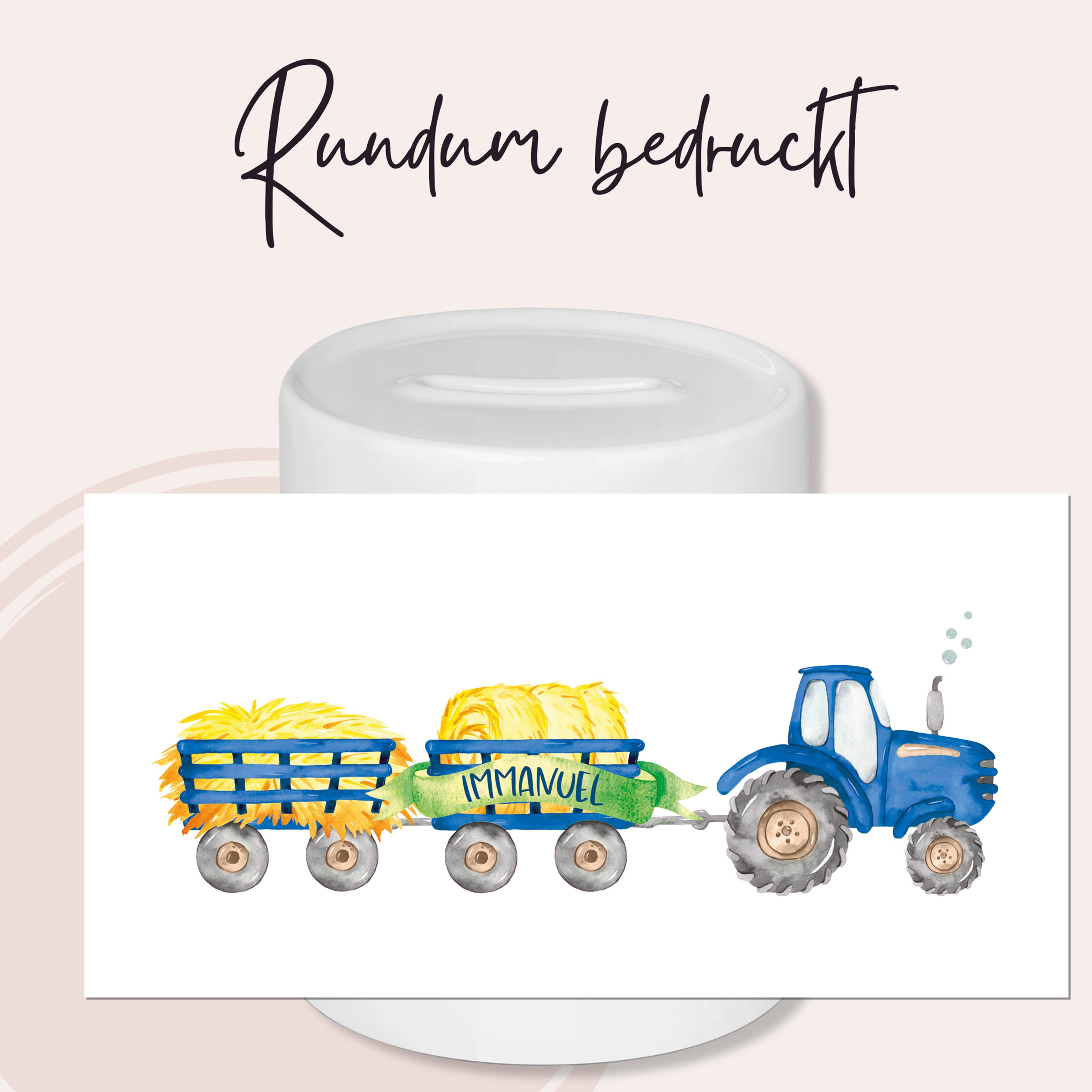 Spardose Traktor in blau