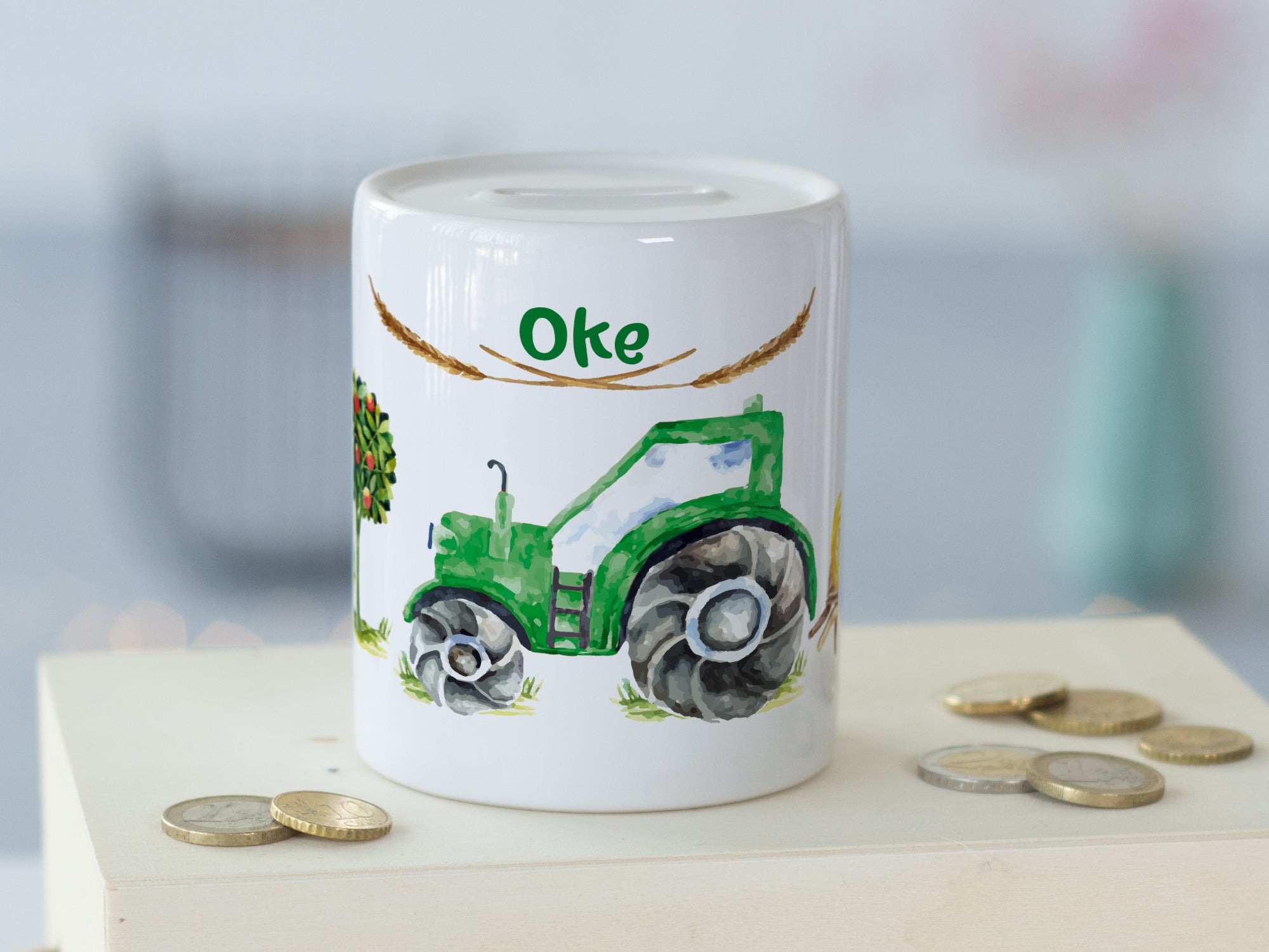 Spardose Traktor in grün