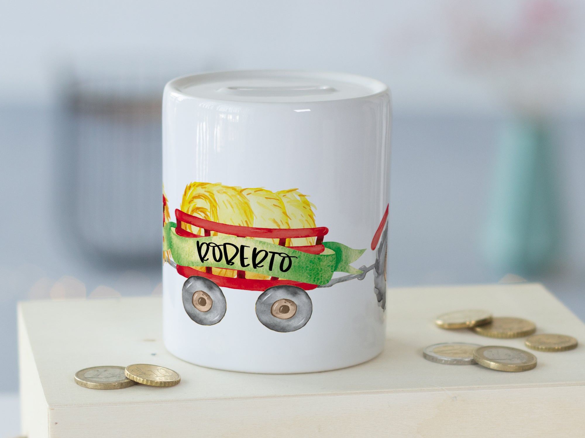 Spardose Traktor in rot