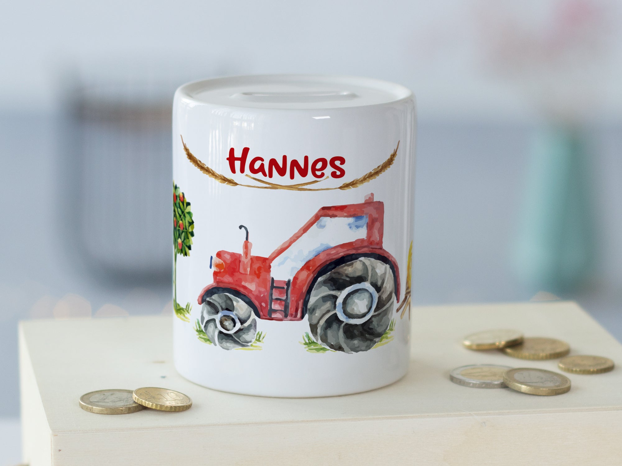 Spardose Traktor in rot