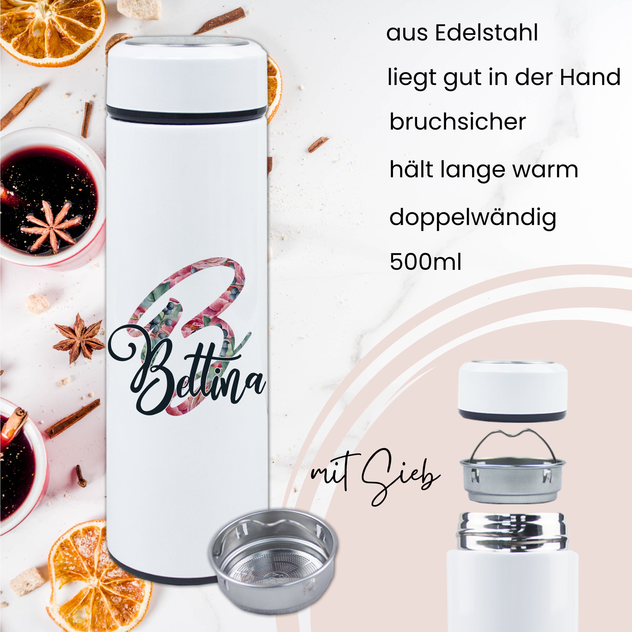 Tee Thermobecher mit personalisiertem Design