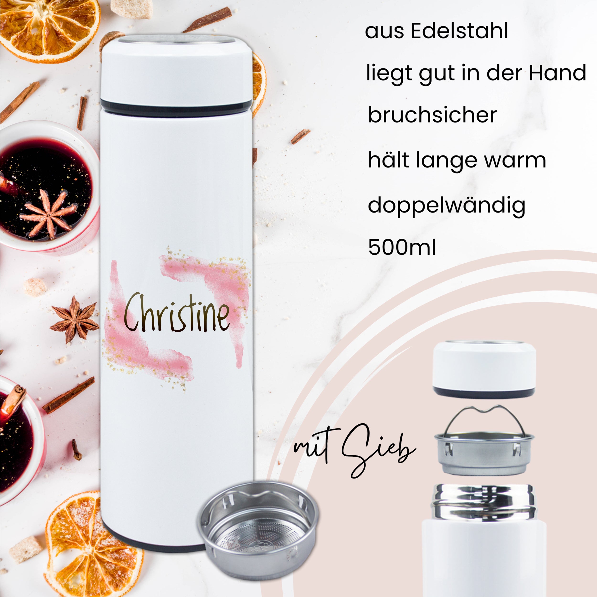 Tee Thermobecher mit individuellem Namen - Für Teeliebhaber