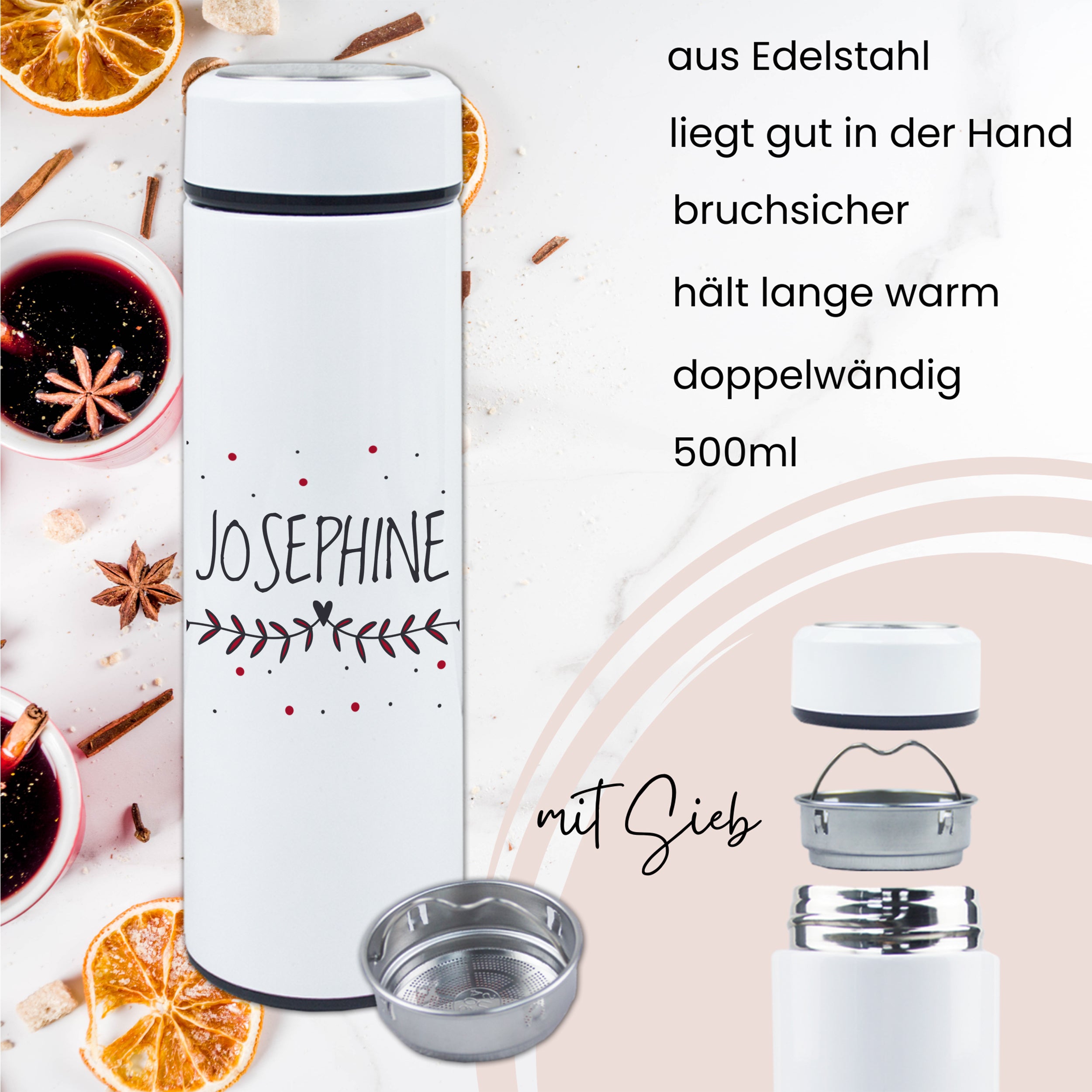 Tee Thermobecher mit individuellem Namen - Perfekter Begleiter für Teeliebhaber