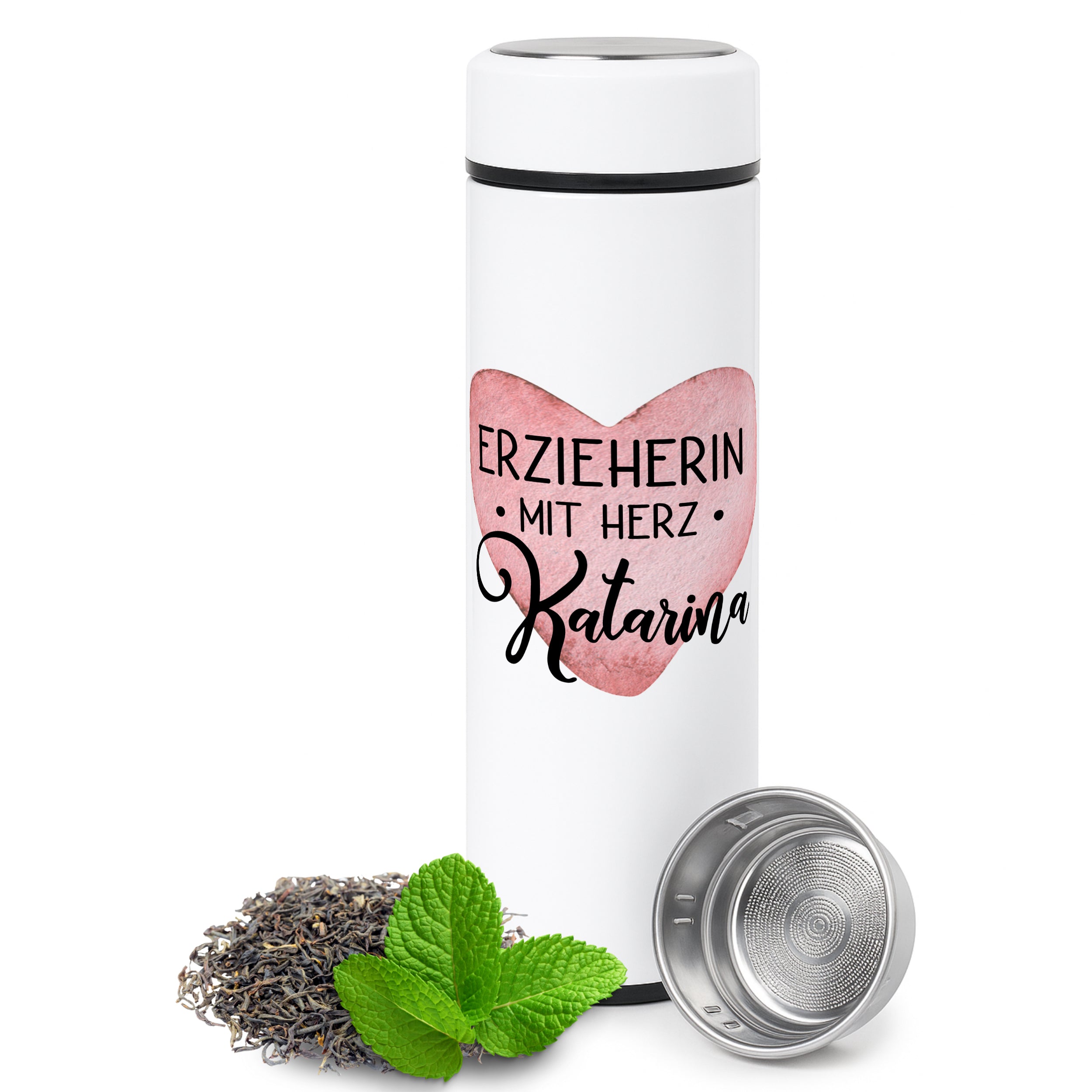 Tee Thermoflasche mit Herz - Für heiße Teemomente