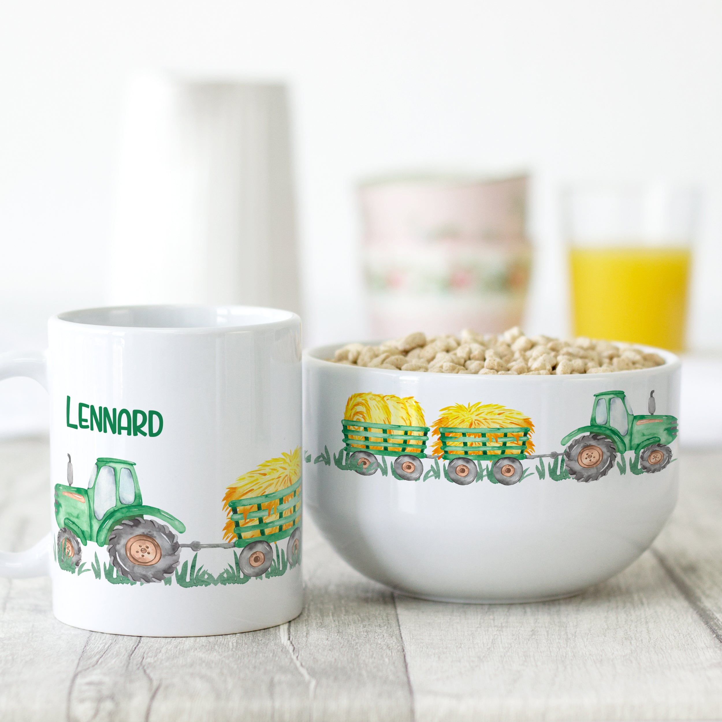 Frühstücksset Müslischale mit Tasse - Für kleine Bauernfreunde