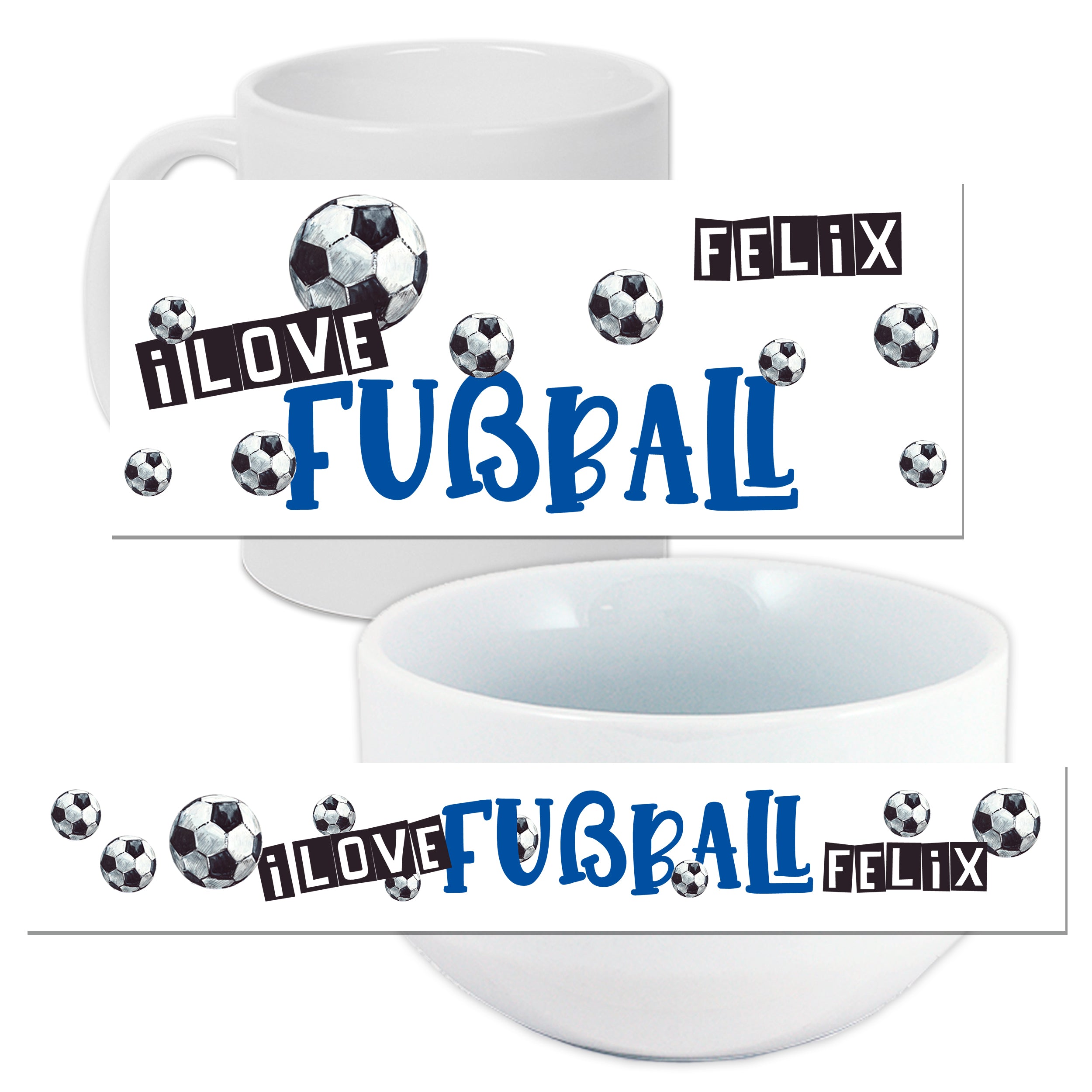 Frühstücksset Müslischale mit Tasse - Für kleine Fußballfans