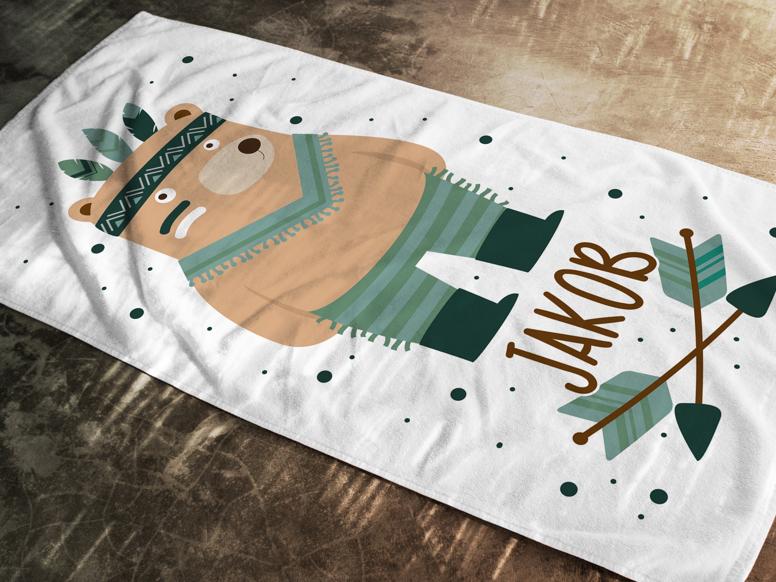 Handtuch Bär mit Federn