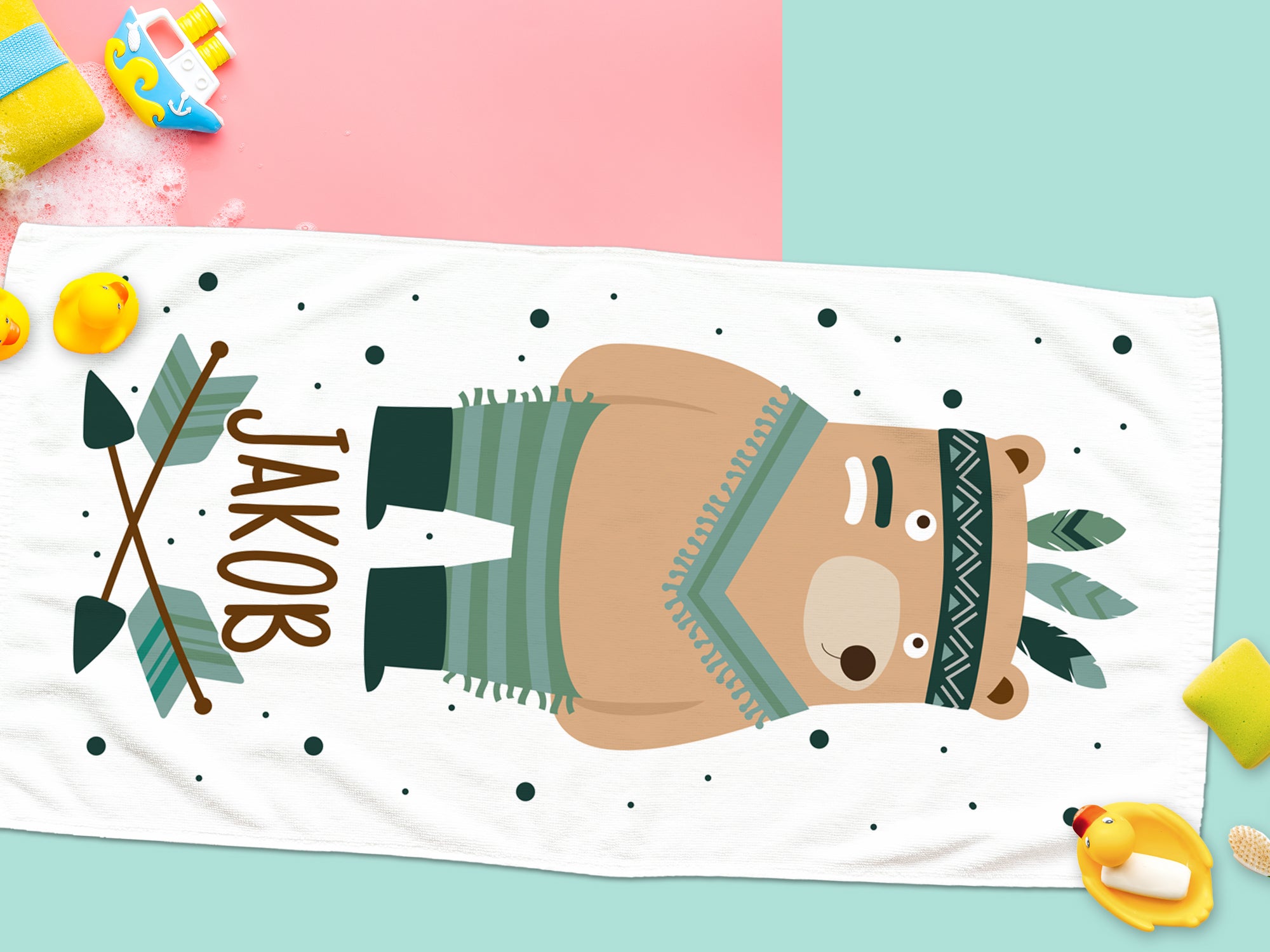 Handtuch Bär mit Federn