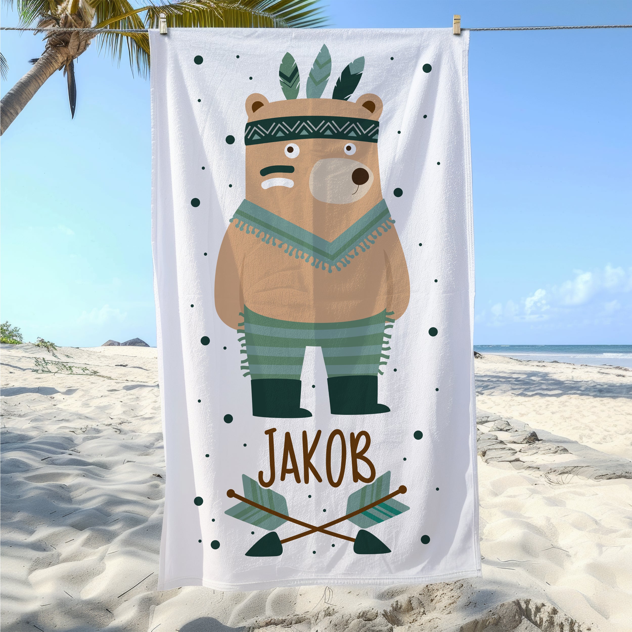 Handtuch Bär mit Federn