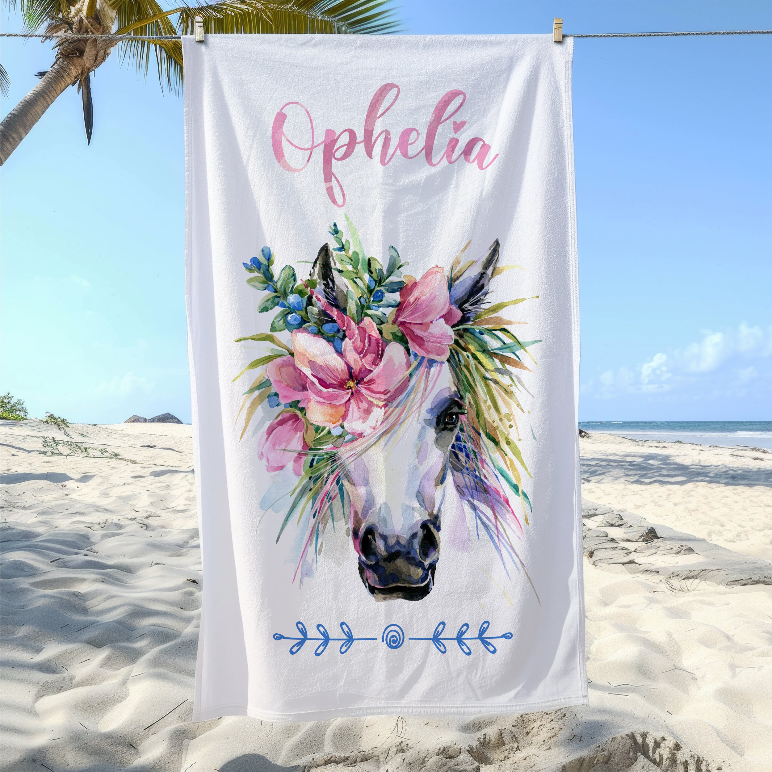 Handtuch Einhorn mit Blumen