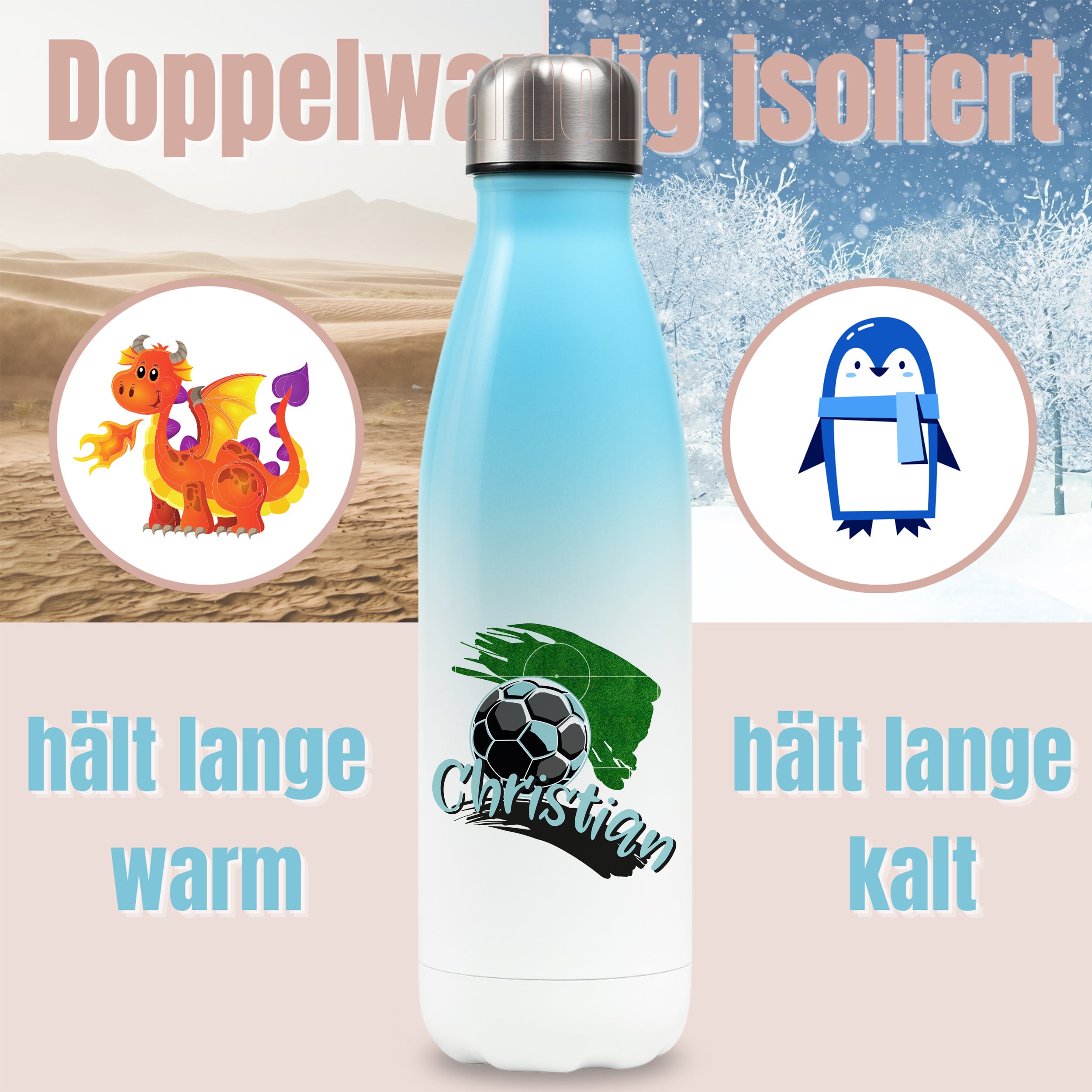 Thermosflasche Fußball
