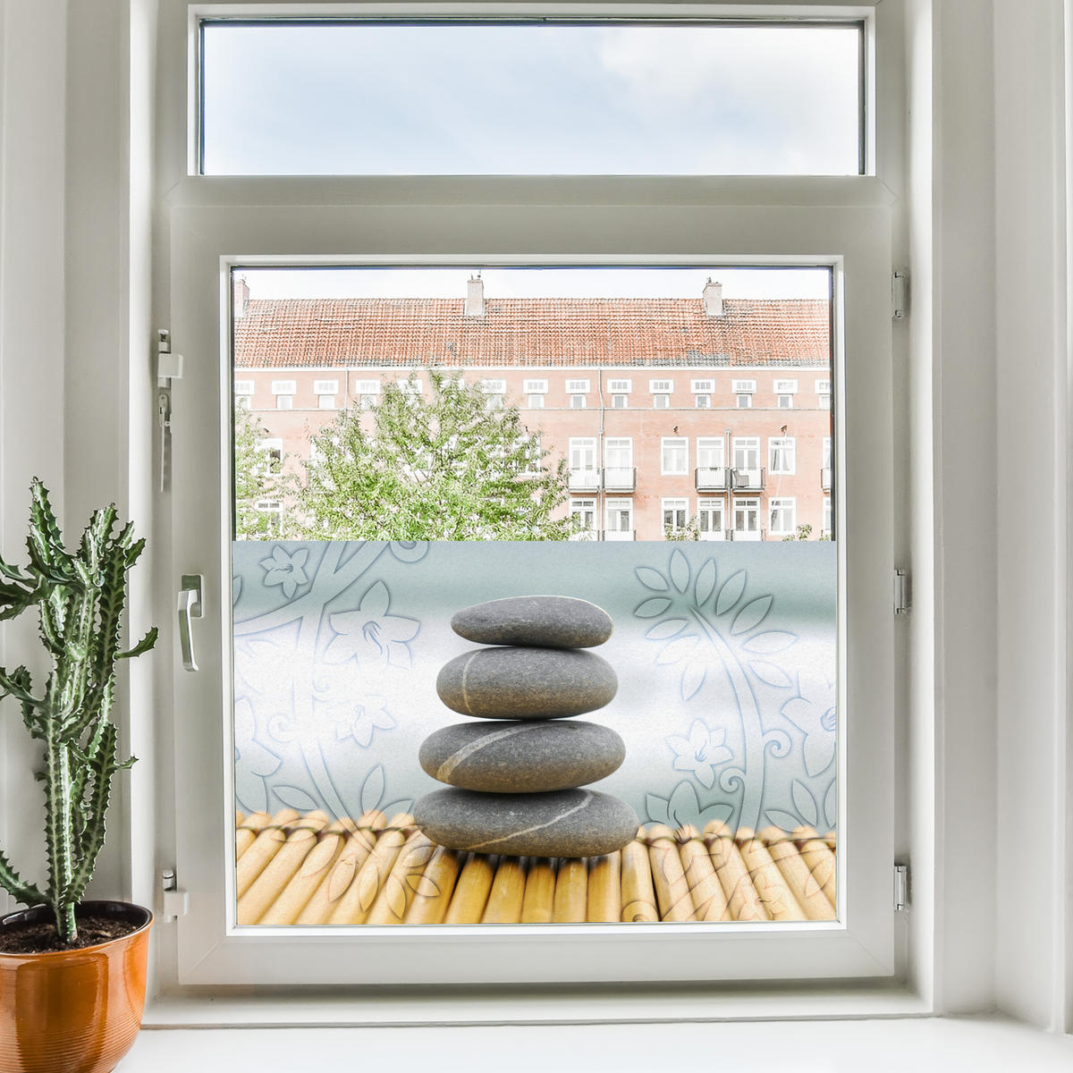 Fensterfolie Wellness Zen Steine Sichtschutz fürs Bad & Küche