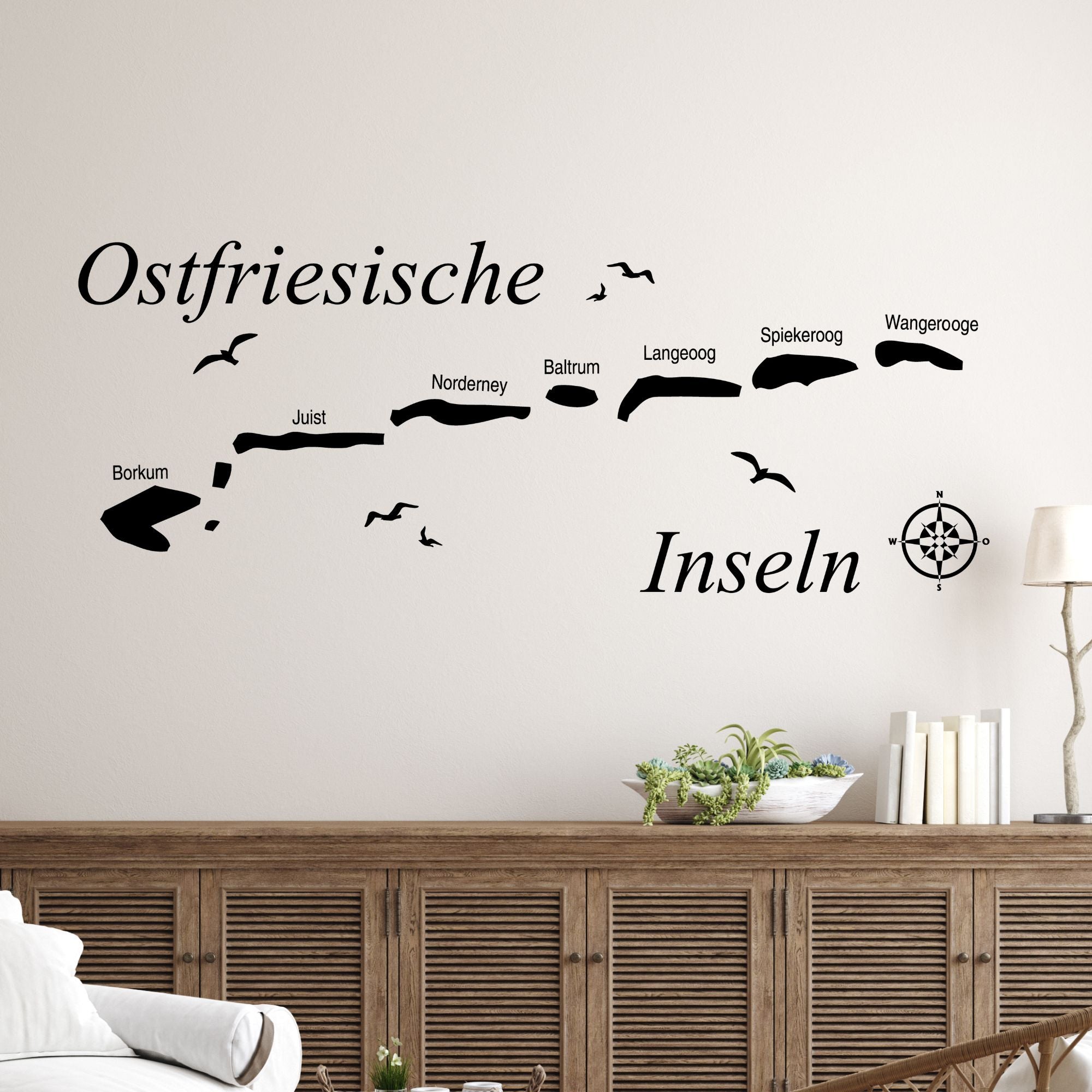 Wandtattoo Karte Ostfriesische Inseln