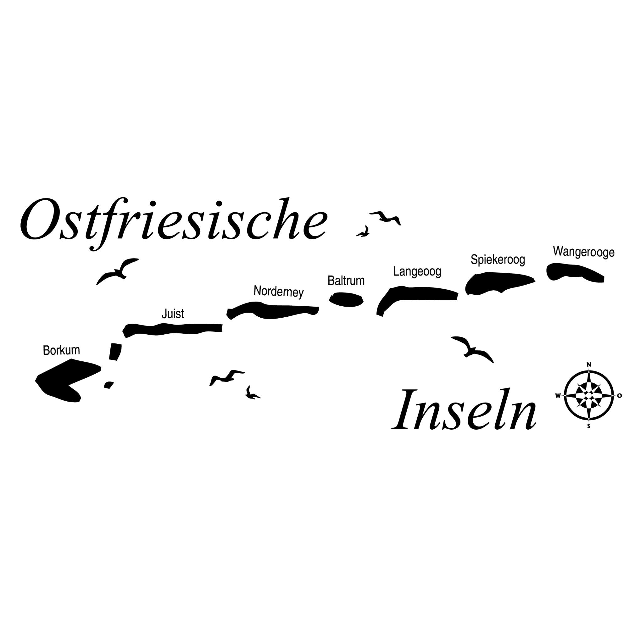 Wandtattoo Karte Ostfriesische Inseln