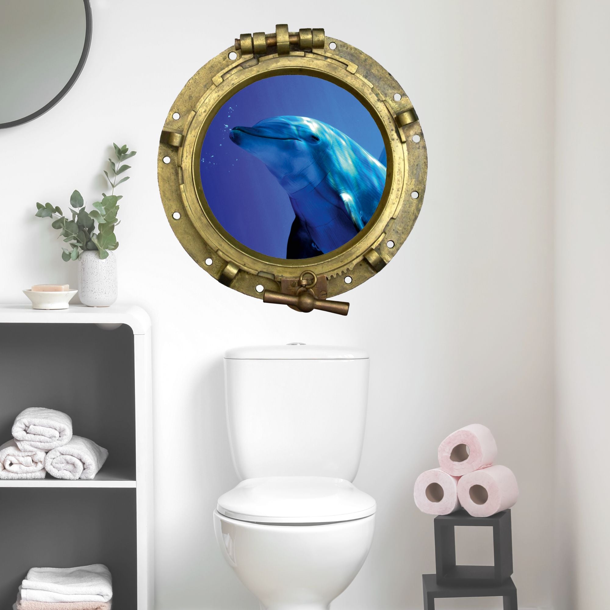 Wandtattoo Bullauge mit Delfin