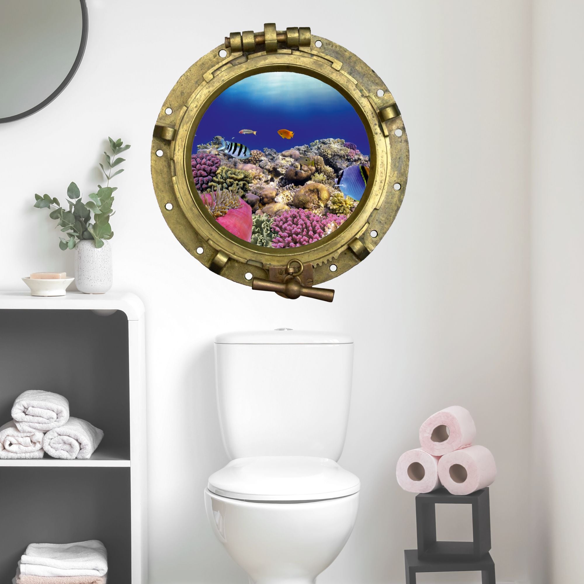 Wandtattoo Bullauge mit Korallenriff