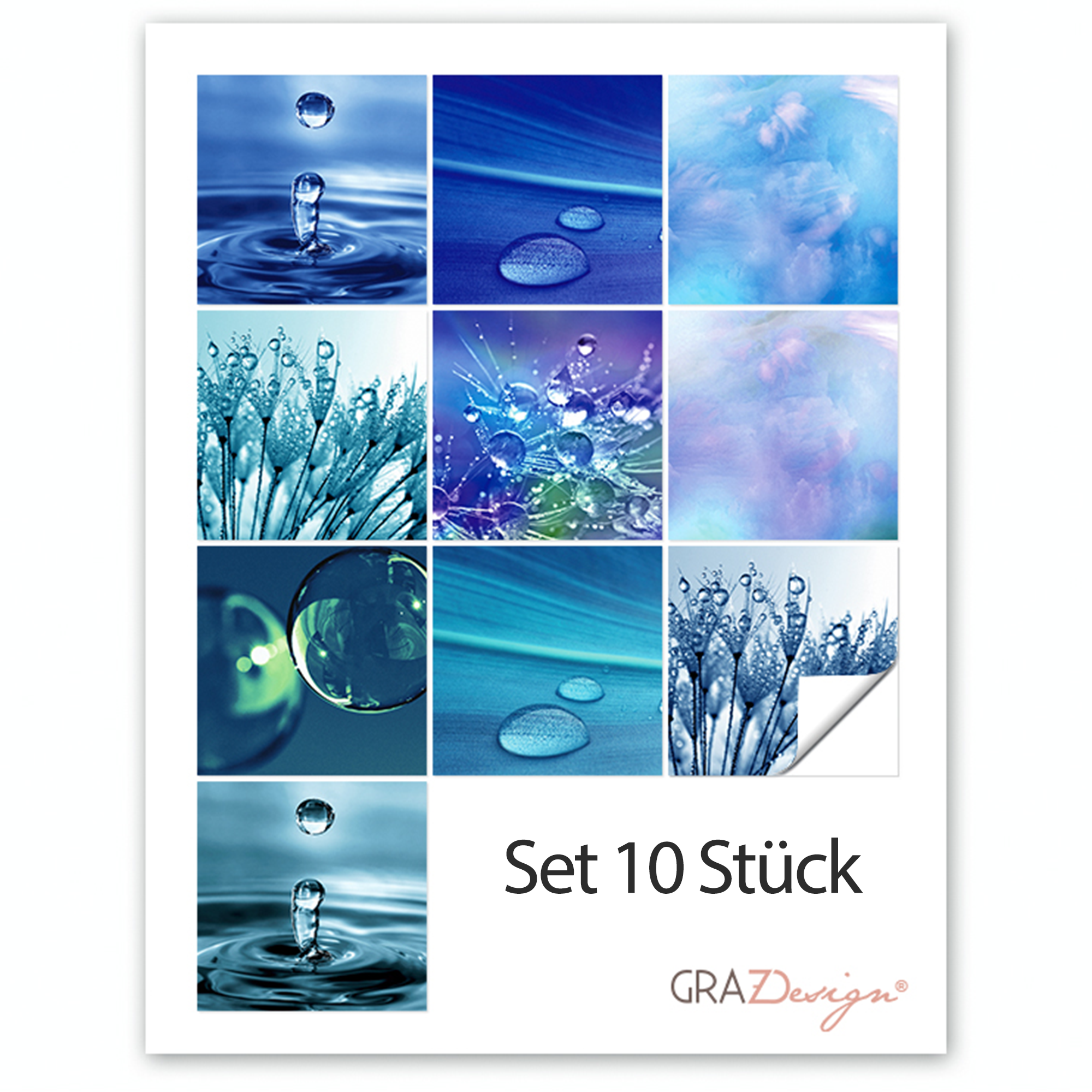 Fliesenaufkleber Wasser & Tropfen – Blaues Design