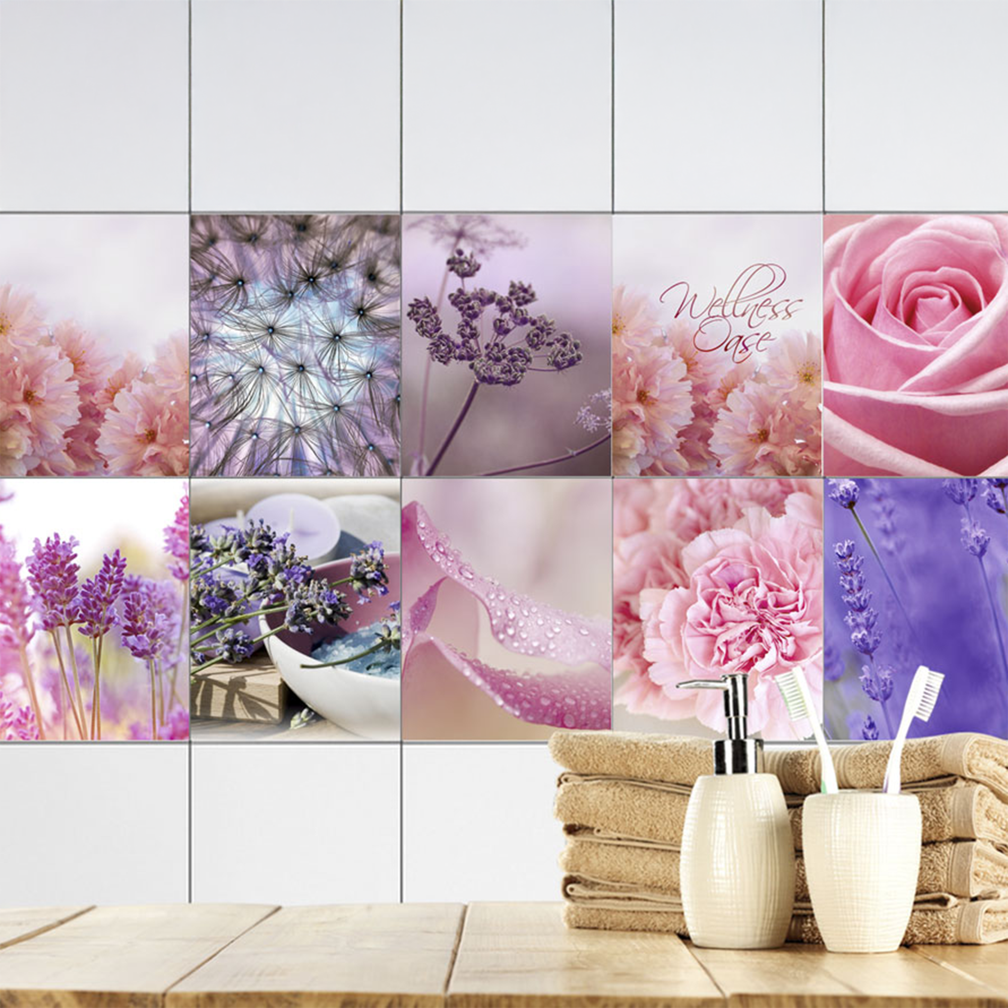 Fliesenaufkleber Rosa Blumen