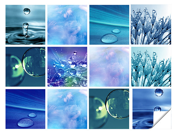 Fliesenaufkleber Wasser & Tropfen – 12 Stück