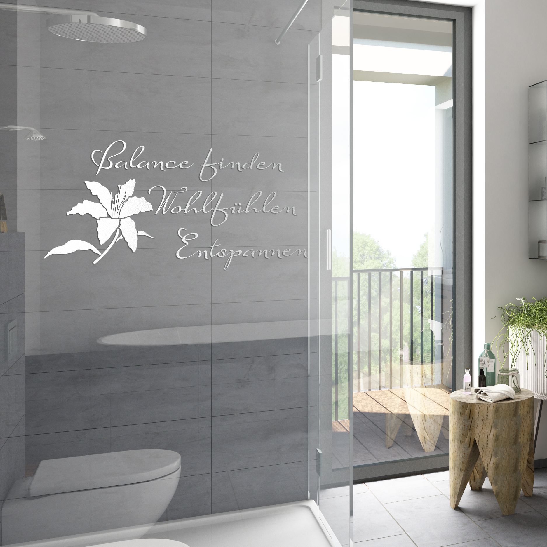 Fensterfolie mit Pflanzenmotiv - Entspannung für dein Bad