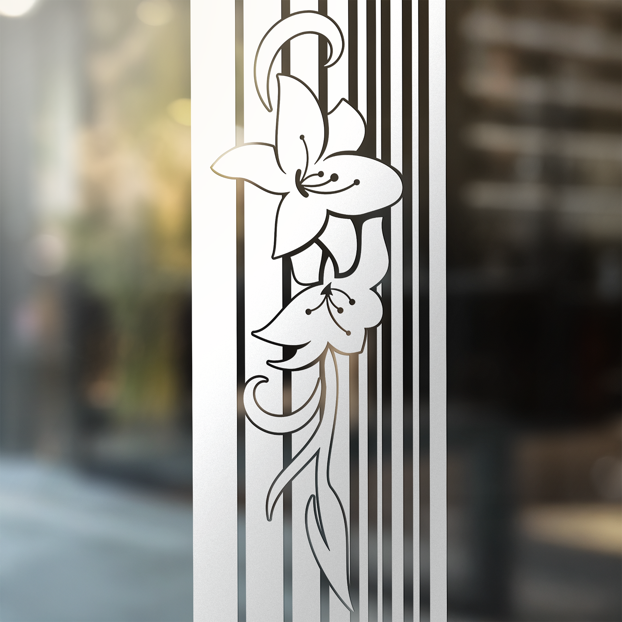 Fensterfolie mit Blumenmotiv