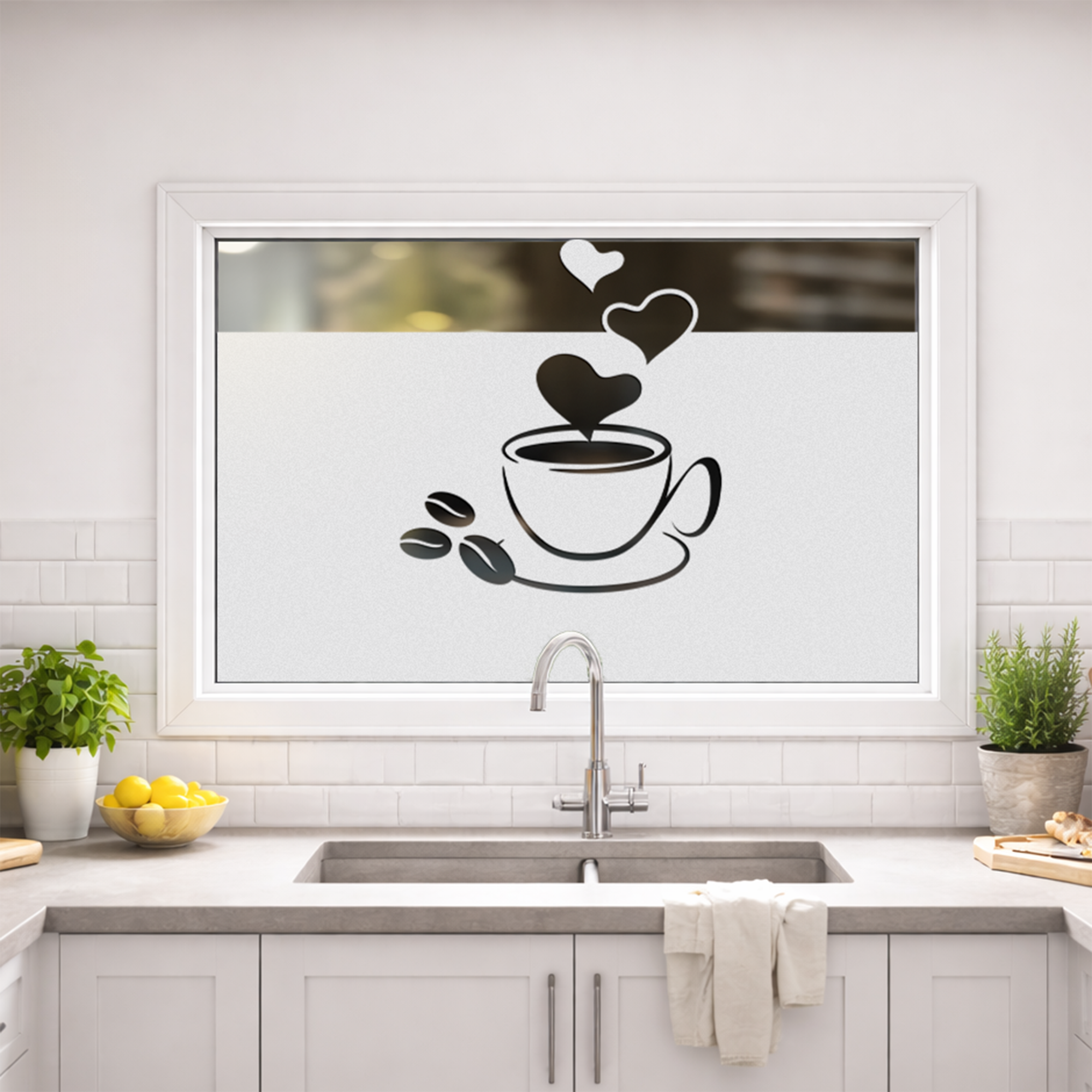 Glasdekor Tasse mit Herz - Für ein herzliches Zuhause