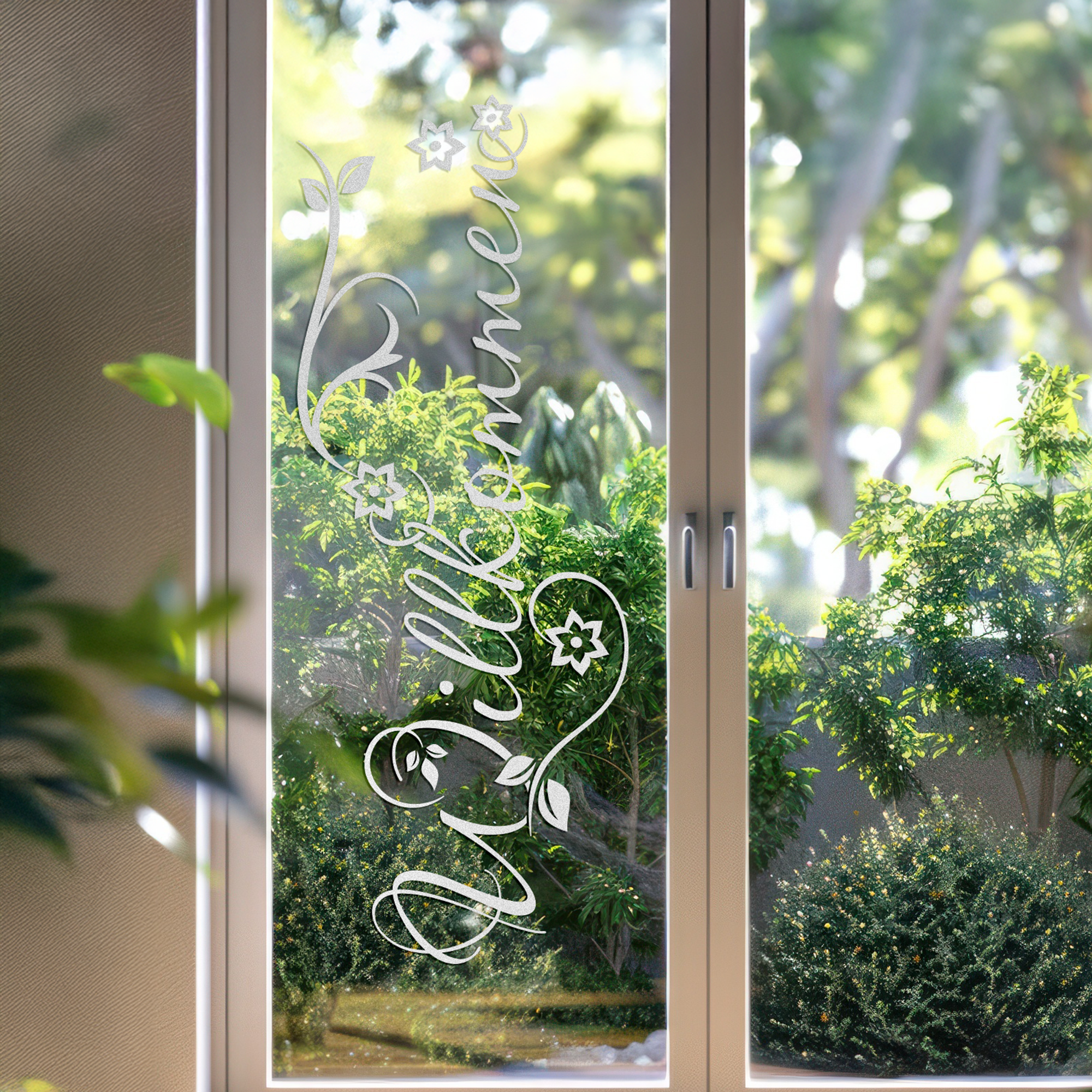 Glasdekor Aufkleber Willkommen