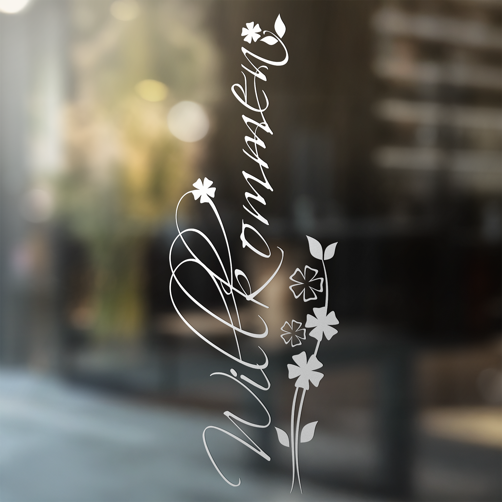 Glastür Aufkleber Willkommen