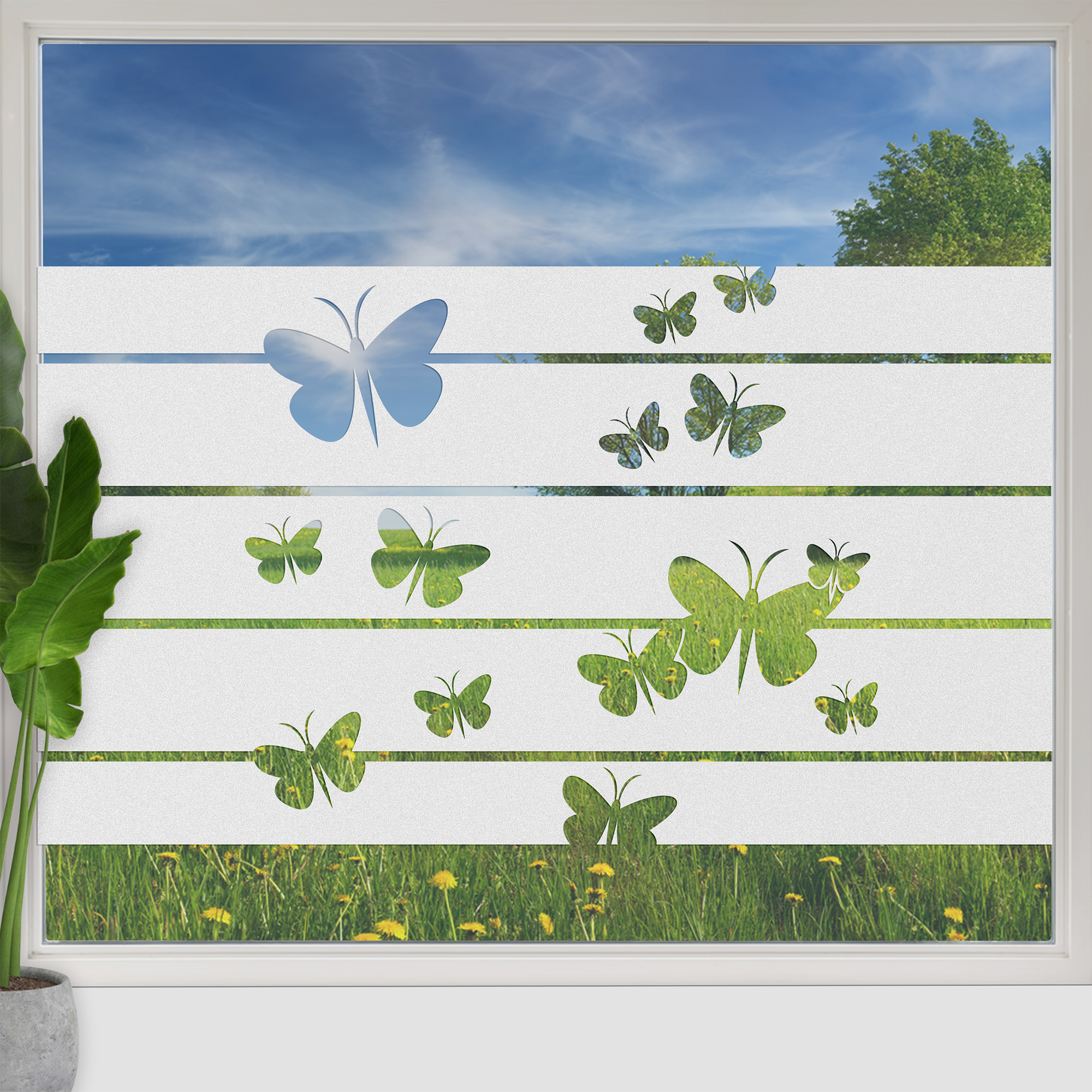 Fensterfolie Streifen Schmetterlinge