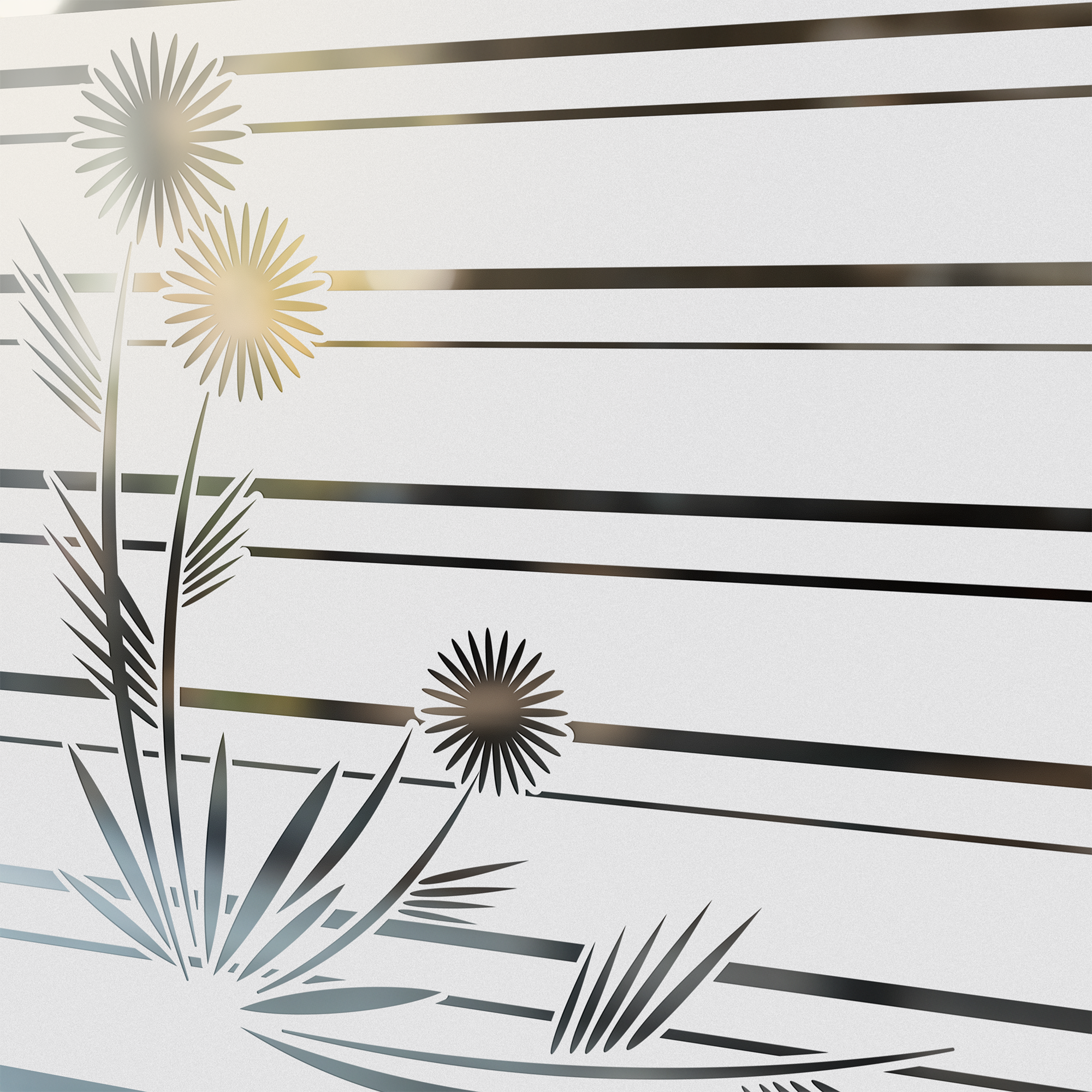 Glasdekor mit Pflanzenmotiv