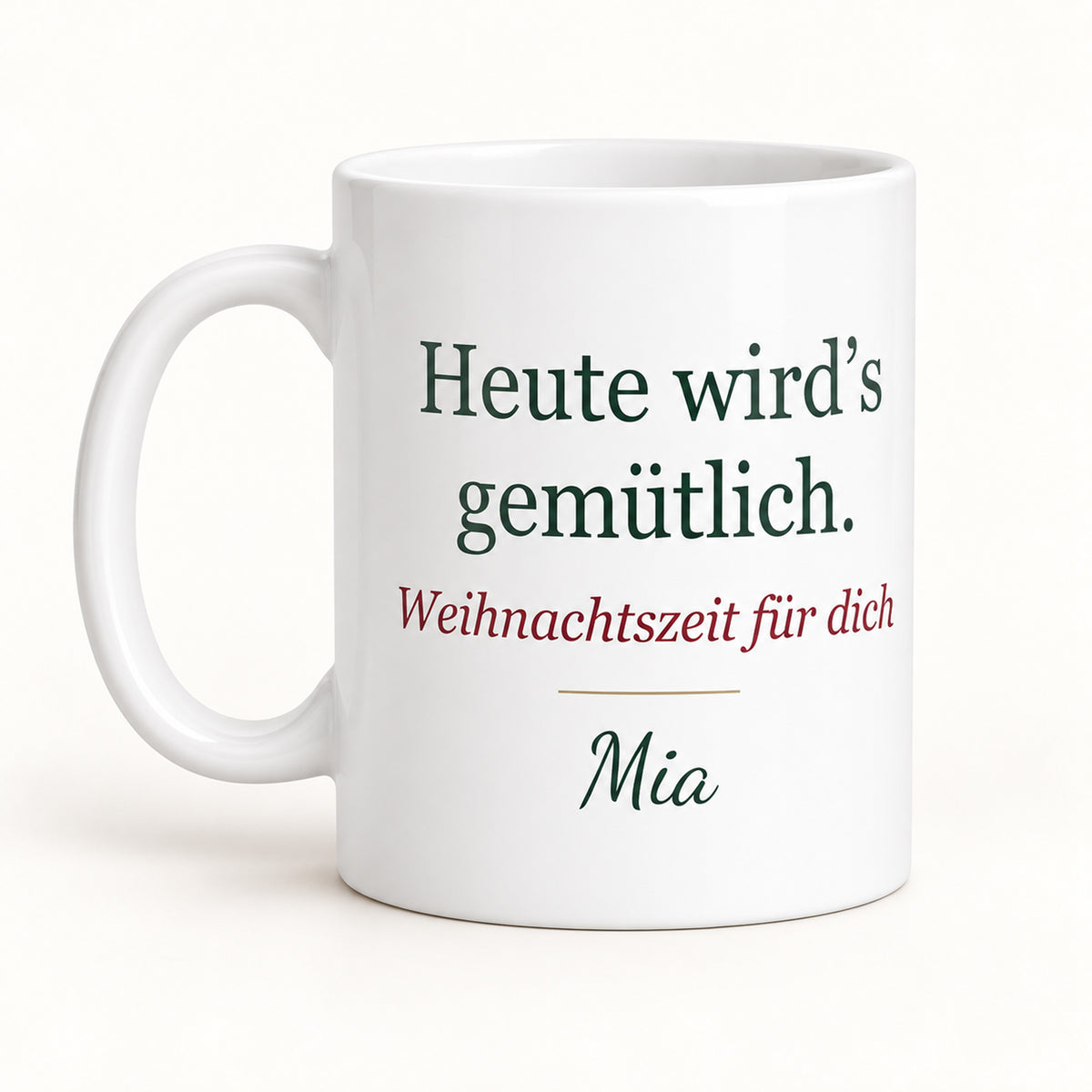 Personalisierte Weihnachtstasse mit Name – Rentier – Ansicht 2