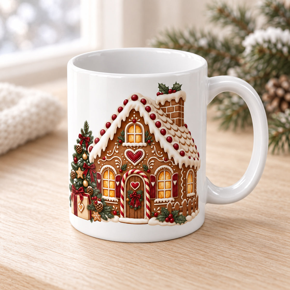 Personalisierte Weihnachtstasse mit Name – Lebkuchenhaus – Ansicht 3