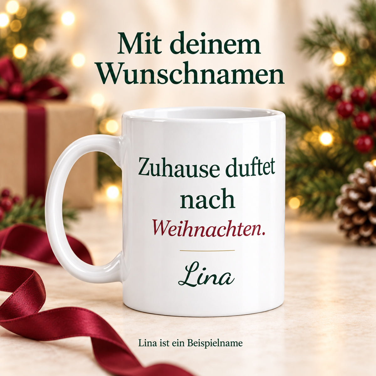 Personalisierte Weihnachtstasse mit Name – Lebkuchenhaus – Ansicht 5