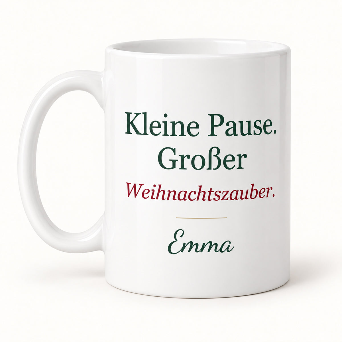 Personalisierte Weihnachtstasse mit Name – Winterwald mit Fuchs – Ansicht 2