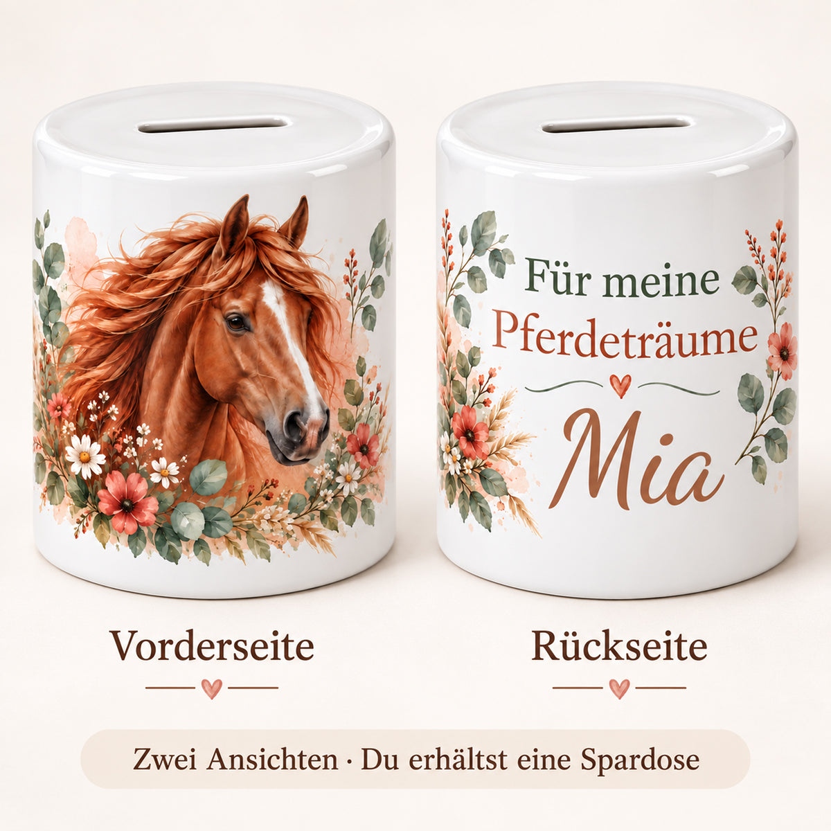 Vorder- und Rückseite derselben Spardose – kein Set