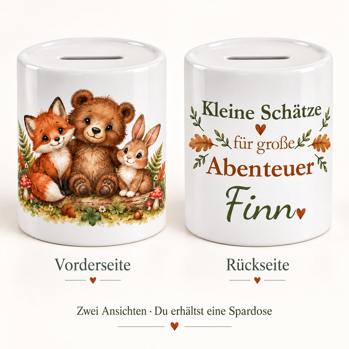 Vorder- und Rückseite derselben Spardose – kein Set