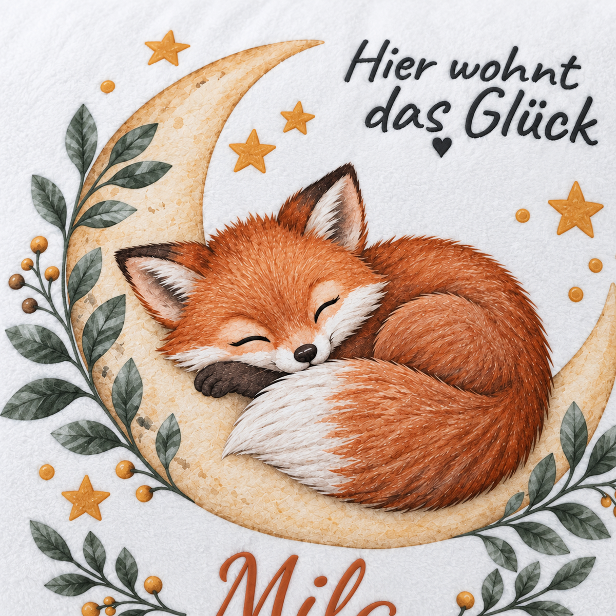 Fuchs-Kissenbezug mit Namen – Motivdetail