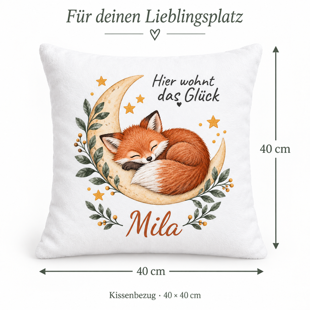 Fuchs-Kissenbezug mit Namen – Groesse