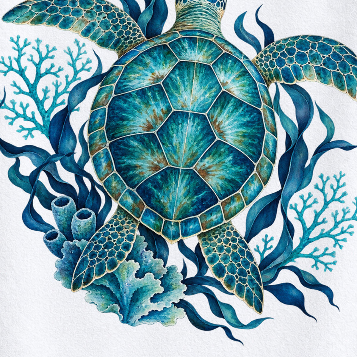Personalisiertes Schildkröten-Handtuch Ozean in Aquarell – motivdetail