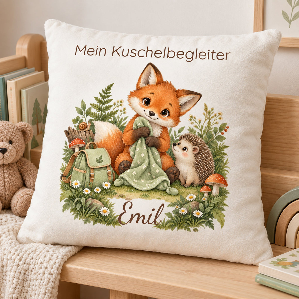 Personalisierter Fuchs-Kissenbezug mit Mein Kuschelbegleiter – Ansicht 3