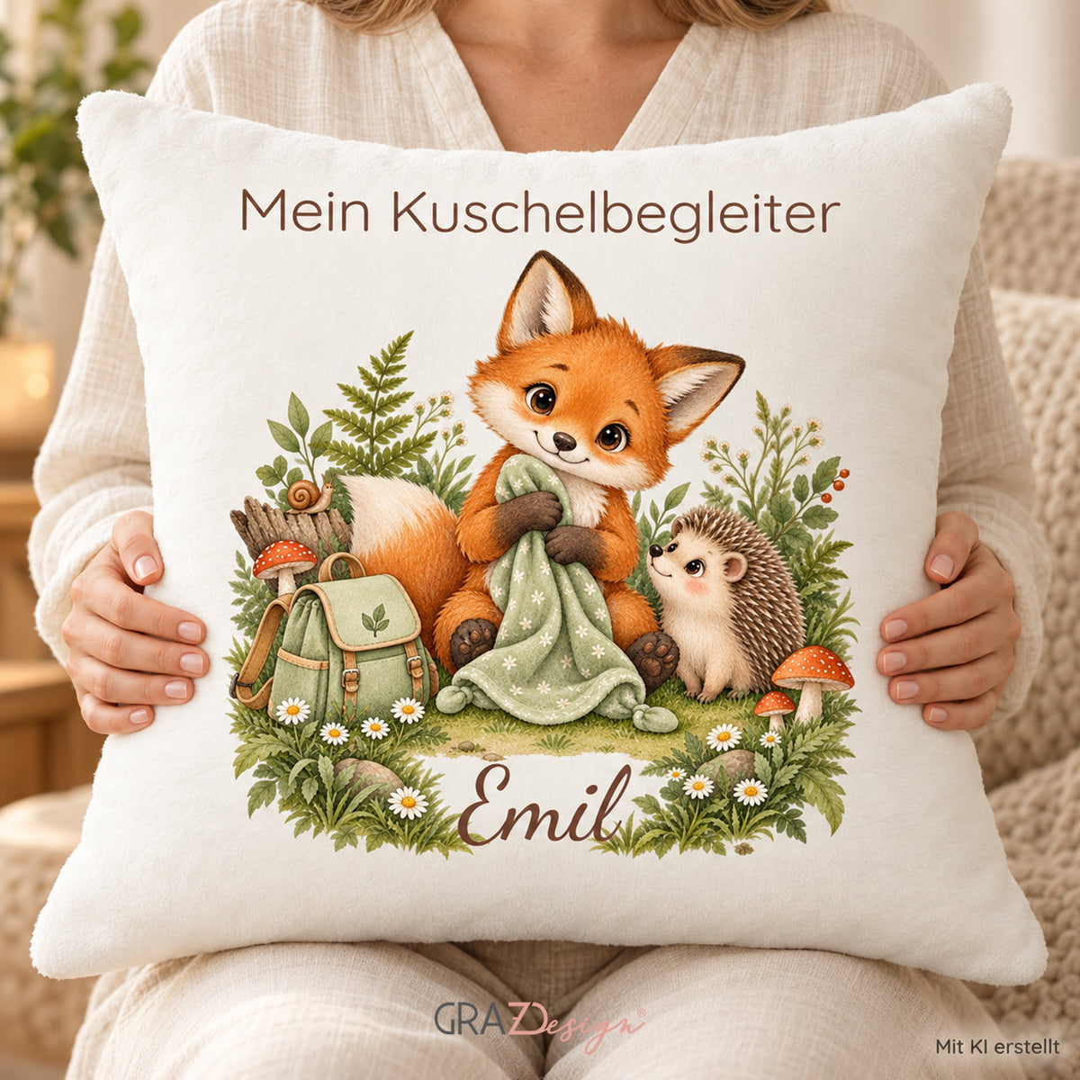 Personalisierter Fuchs-Kissenbezug mit Mein Kuschelbegleiter – Ansicht 7